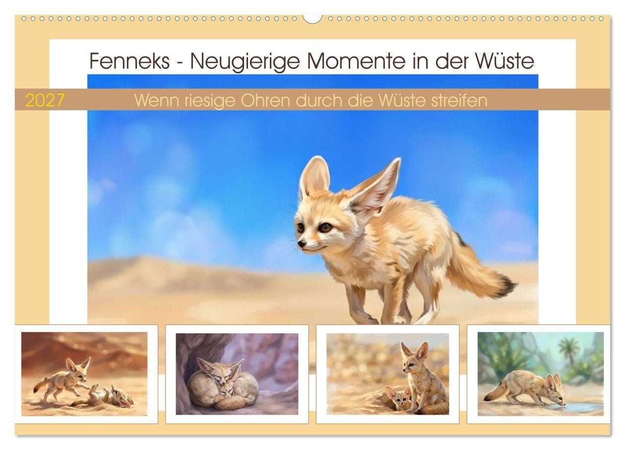 Fenneks - Neugierige Momente in der Wüste (Wandkalender 2027 DIN A2 quer) CALVENDO Monatskalender