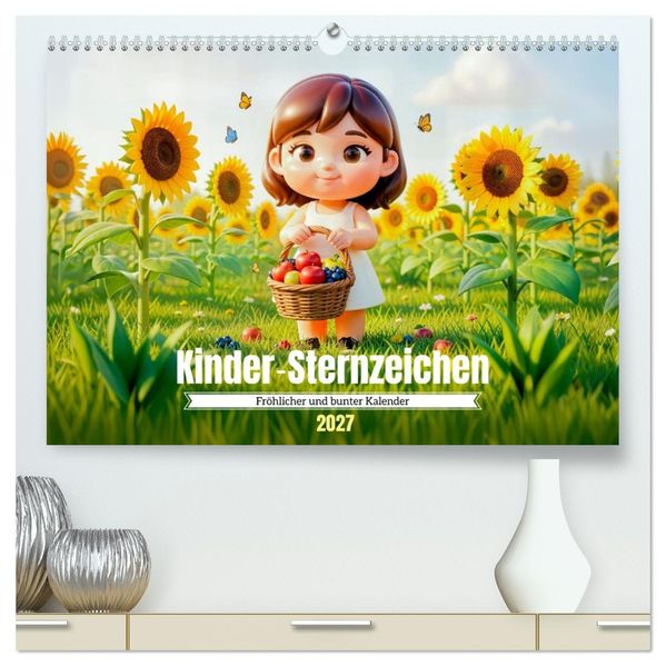 KinderSternzeichen - Fröhlicher und bunter Kalender (hochwertiger Premium Wandkalender 2027 DIN A2 quer) Kunstdruck in Hochglanz