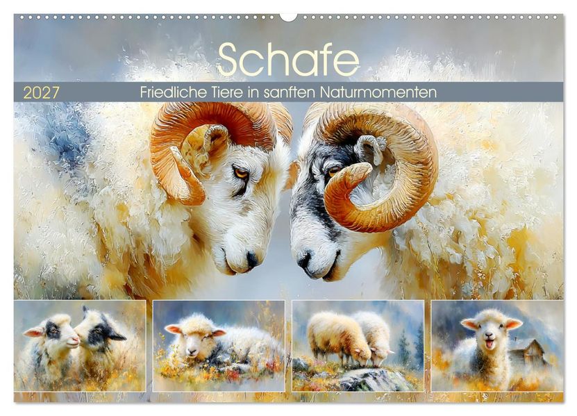 Schafe. Friedliche Tiere in sanften Naturmomenten (Wandkalender 2027 DIN A2 quer) CALVENDO Monatskalender