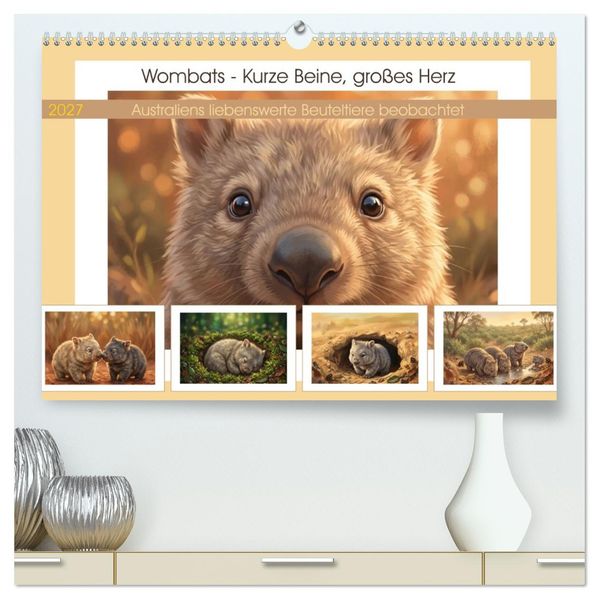 Wombats - Kurze Beine großes Herz (hochwertiger Premium Wandkalender 2027 DIN A2 quer) Kunstdruck in Hochglanz