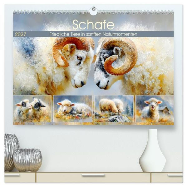 Schafe. Friedliche Tiere in sanften Naturmomenten (hochwertiger Premium Wandkalender 2027 DIN A2 quer) Kunstdruck in Hochglanz