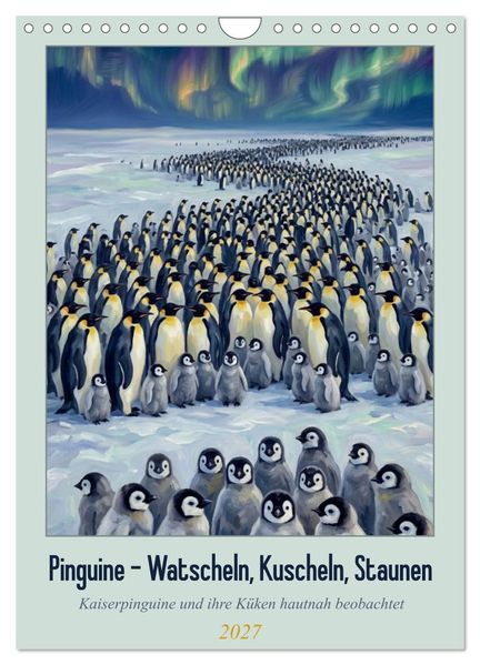 Pinguine - Watscheln Kuscheln Staunen (Wandkalender 2027 DIN A4 hoch) CALVENDO Monatskalender