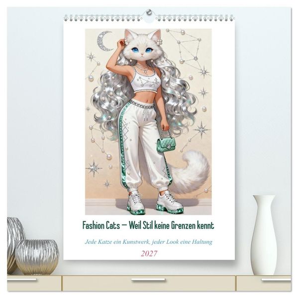 Fashion Cats - Weil Stil keine Grenzen kennt (hochwertiger Premium Wandkalender 2027 DIN A2 hoch) Kunstdruck in Hochglanz