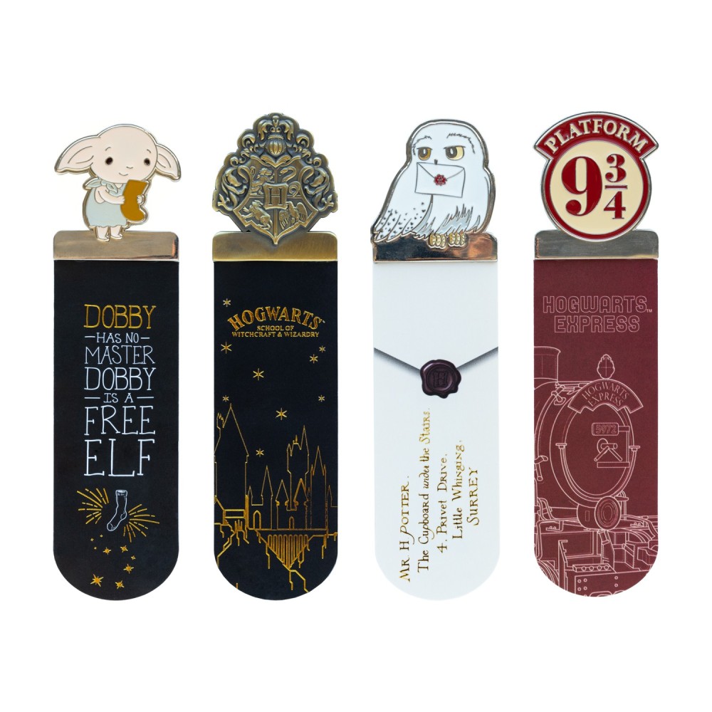 Harry Potter 4er Lesezeichen-Set mit Emaille-Anhängern