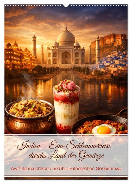 Indien - Eine Schlemmerreise durchs Land der Gewürze (Wandkalender 2027 DIN A2 hoch) CALVENDO Monatskalender