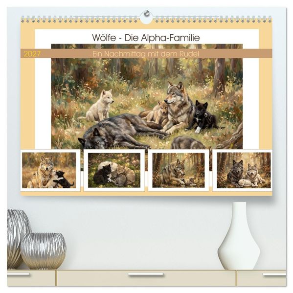 Wölfe - Die Alpha-Familie (hochwertiger Premium Wandkalender 2027 DIN A2 quer) Kunstdruck in Hochglanz