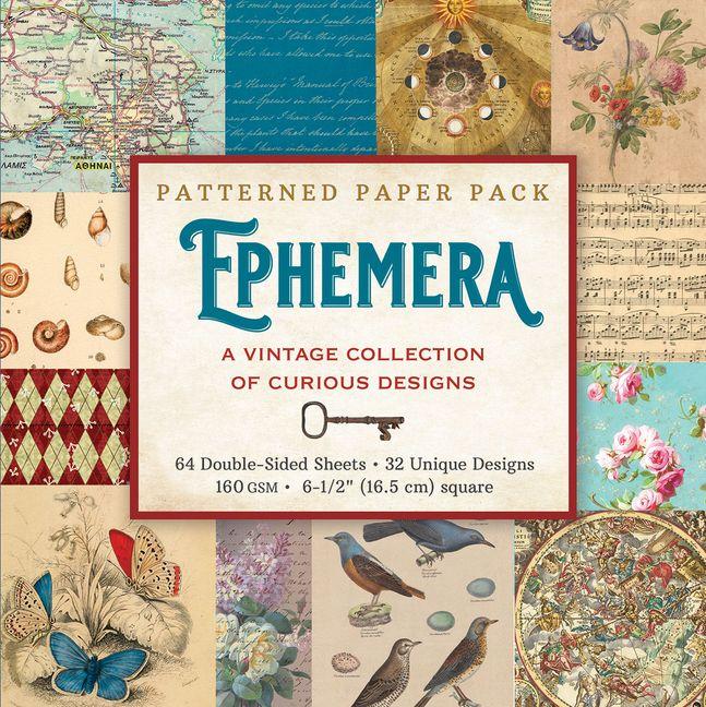 Ephemera Patterned Paper Pack (64 Double-Sided Sheets 32 Unique Designs 160 GSM Heavyweight Paper)