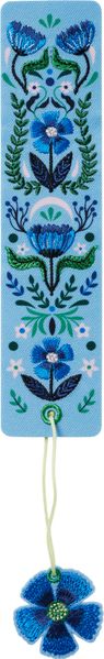 Buchverliebt Lesezeichen bestickt 'Blumenliebe blau'