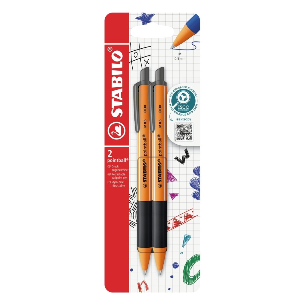 STABILO Druck-Kugelschreiber pointball schwarz 2er Set