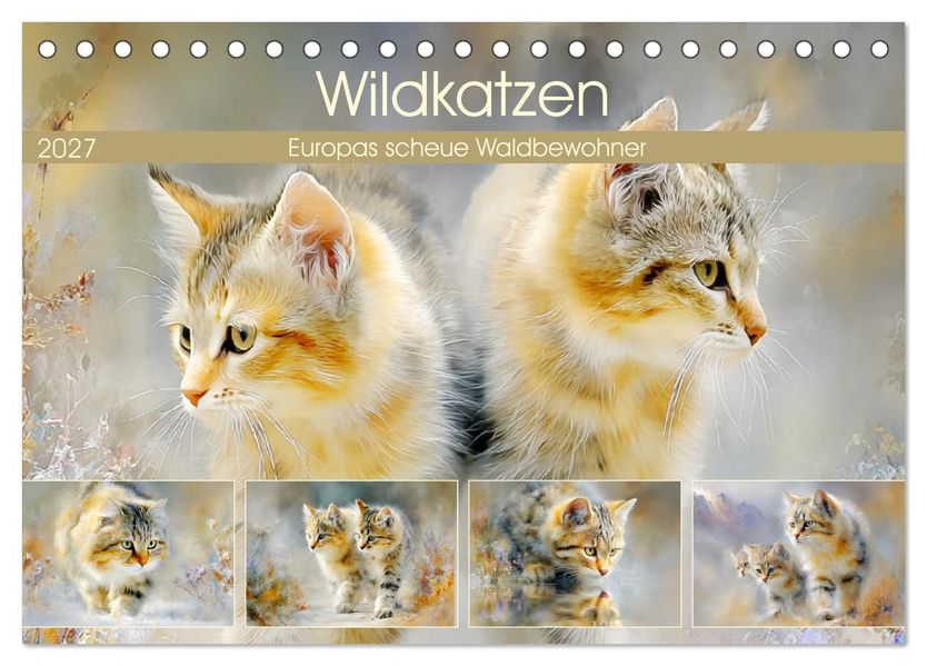 Wildkatzen. Europas scheue Waldbewohner (Tischkalender 2027 DIN A5 quer) CALVENDO Monatskalender
