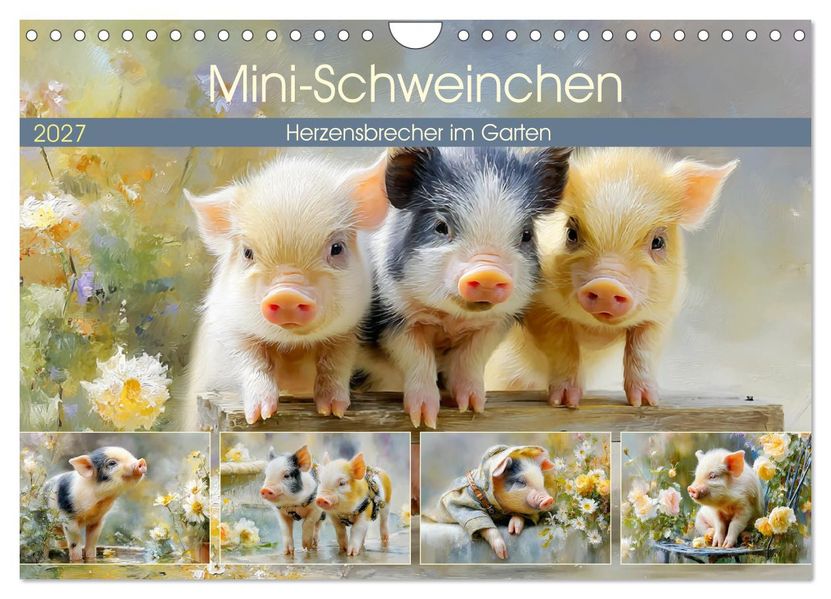 Mini-Schweinchen. Herzensbrecher im Garten (Wandkalender 2027 DIN A4 quer) CALVENDO Monatskalender
