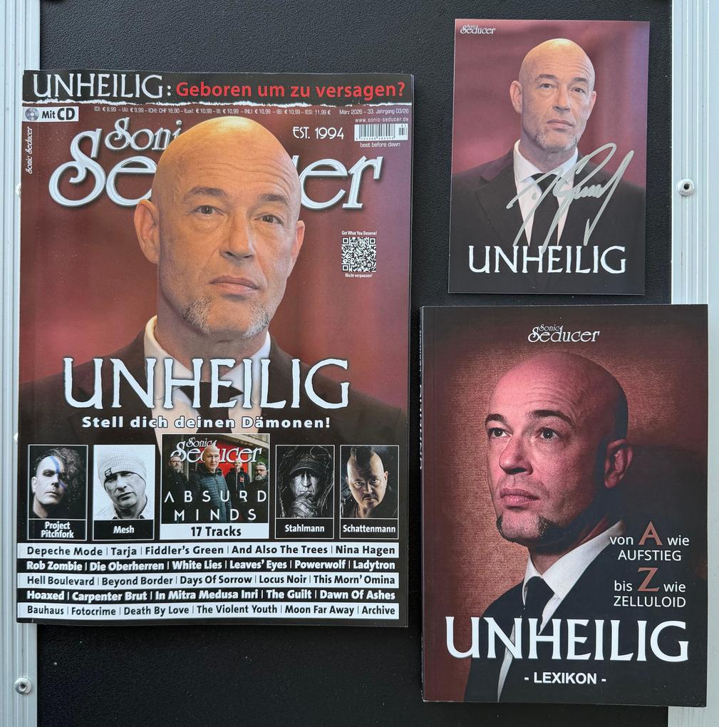 Unheilig signierte Fotokarte + Lexikon-Buch + Sonic Seducer 03/2026 Liebe Glaube Monster