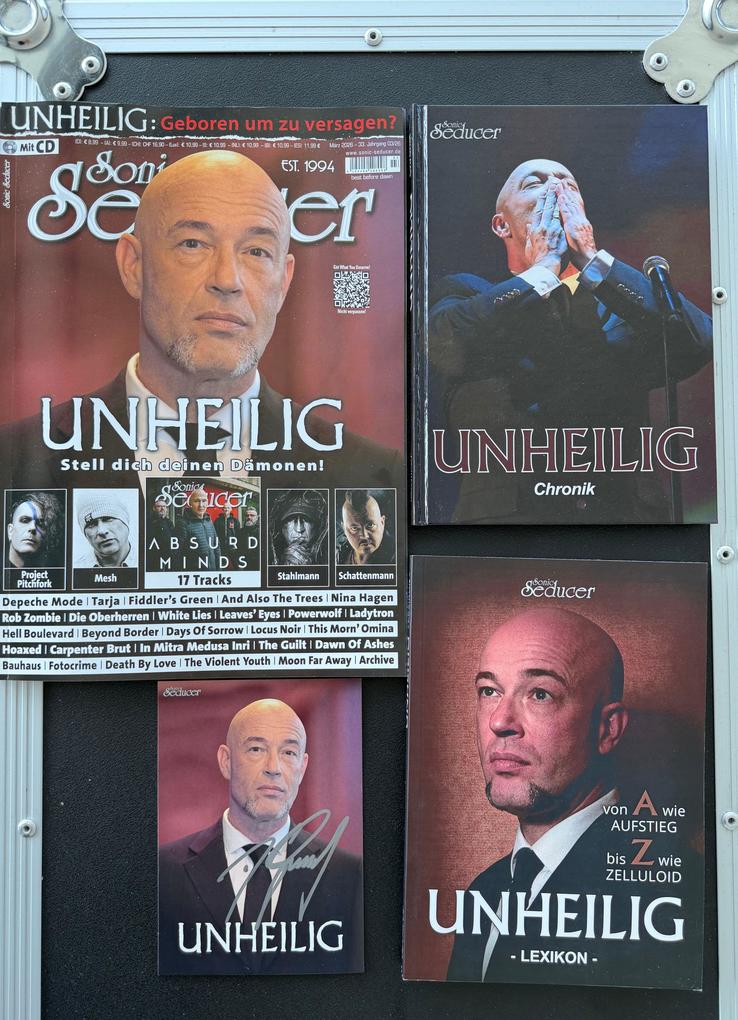 Unheilig signierte Fotokarte + Chronik-Buch + Lexikon Buch + Sonic Seducer 03/2026 Liebe Glaube Monster