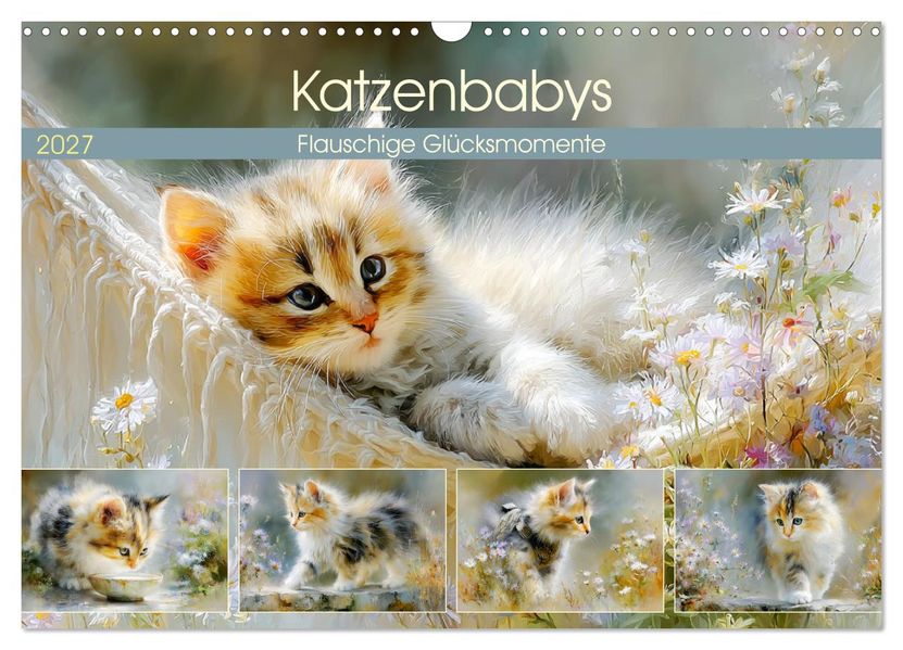 Katzenbabys. Flauschige Glücksmomente (Wandkalender 2027 DIN A3 quer) CALVENDO Monatskalender