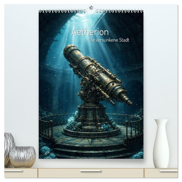 Aetherion - Die versunkene Stadt (hochwertiger Premium Wandkalender 2027 DIN A2 hoch) Kunstdruck in Hochglanz
