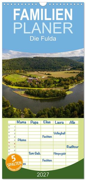Familienplaner 2027 - Die Fulda mit 5 Spalten (Wandkalender 21 x 45 cm) CALVENDO