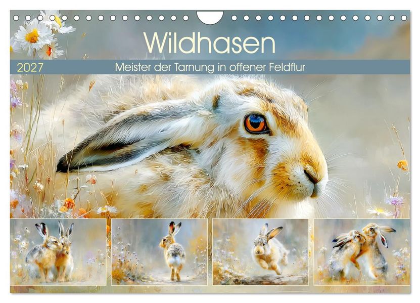 Wildhasen. Meister der Tarnung in offener Feldflur (Wandkalender 2027 DIN A4 quer) CALVENDO Monatskalender