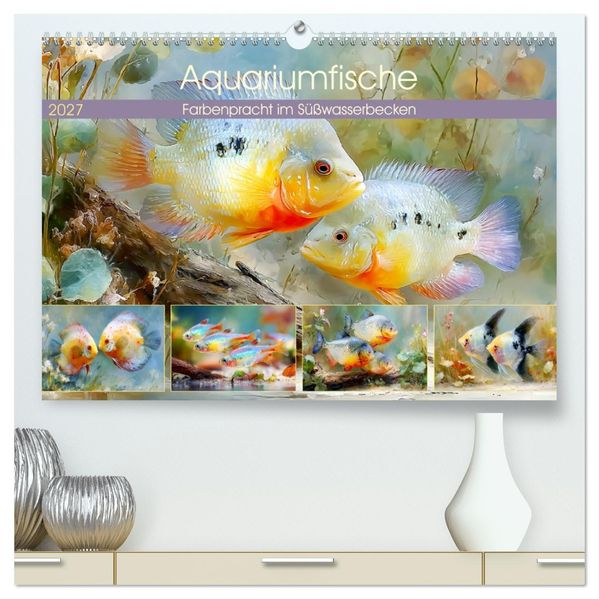 Aquariumfische. Farbenpracht im Süßwasserbecken (hochwertiger Premium Wandkalender 2027 DIN A2 quer) Kunstdruck in Hochglanz