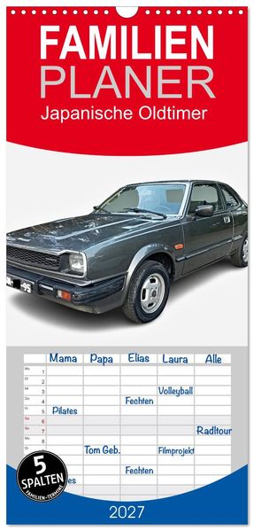 Familienplaner 2027 - Japanische Oldtimer mit 5 Spalten (Wandkalender 21 x 45 cm) CALVENDO