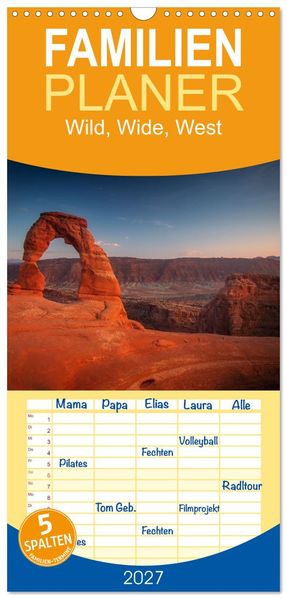 Familienplaner 2027 - Wild Wide West mit 5 Spalten (Wandkalender 21 x 45 cm) CALVENDO