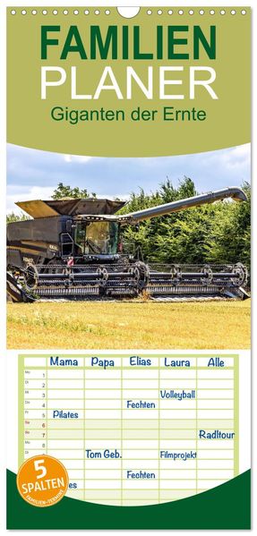 Familienplaner 2027 - Giganten der Ernte mit 5 Spalten (Wandkalender 21 x 45 cm) CALVENDO