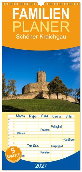 Familienplaner 2027 - Schöner Kraichgau mit 5 Spalten (Wandkalender 21 x 45 cm) CALVENDO
