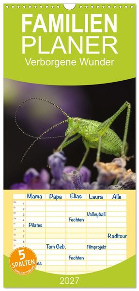 Familienplaner 2027 - Verborgene Wunder mit 5 Spalten (Wandkalender 21 x 45 cm) CALVENDO