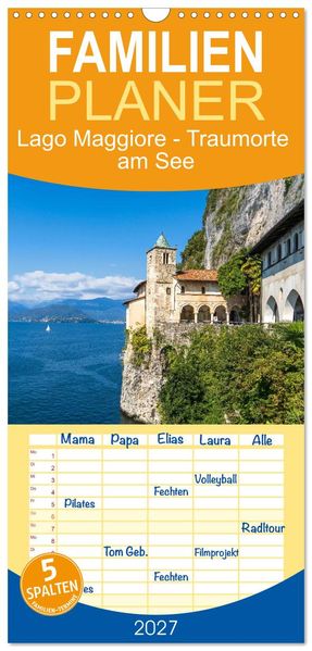 Familienplaner 2027 - Lago Maggiore - Traumorte am See mit 5 Spalten (Wandkalender 21 x 45 cm) CALVENDO