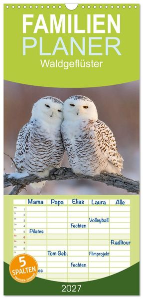 Familienplaner 2027 - Waldgeflüster mit 5 Spalten (Wandkalender 21 x 45 cm) CALVENDO
