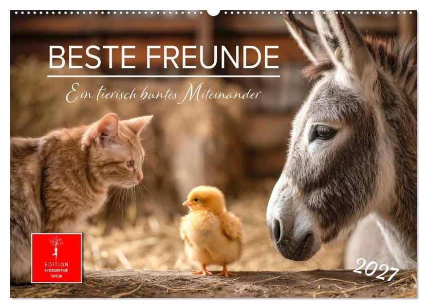 Beste Freunde - ein tierisch buntes Miteinander (Wandkalender 2027 DIN A2 quer) CALVENDO Monatskalender