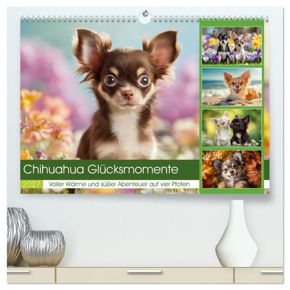 Chihuahua Glücksmomente (hochwertiger Premium Wandkalender 2027 DIN A2 quer) Kunstdruck in Hochglanz
