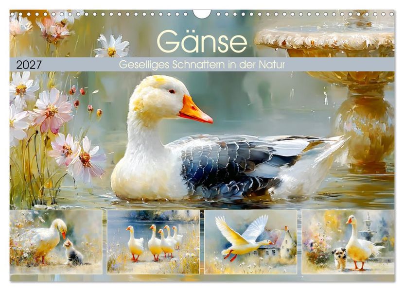 Gänse. Geselliges Schnattern in der Natur (Wandkalender 2027 DIN A3 quer) CALVENDO Monatskalender