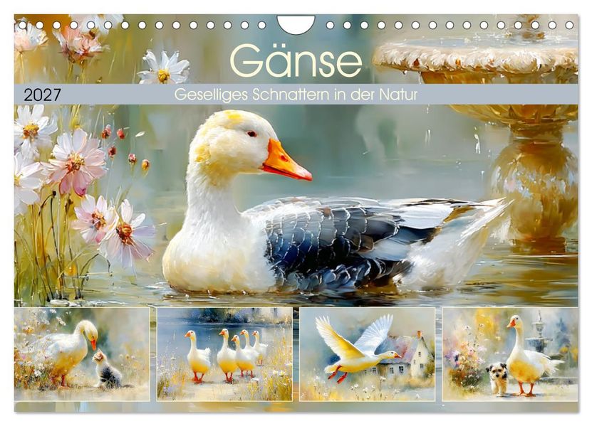 Gänse. Geselliges Schnattern in der Natur (Wandkalender 2027 DIN A4 quer) CALVENDO Monatskalender