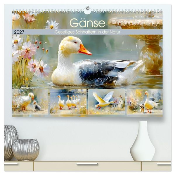 Gänse. Geselliges Schnattern in der Natur (hochwertiger Premium Wandkalender 2027 DIN A2 quer) Kunstdruck in Hochglanz