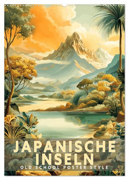 Japanische Inseln - Old School Poster Style (Wandkalender 2027 DIN A2 hoch) CALVENDO Monatskalender