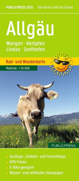 Publicpress Rad- und Wanderkarte Allgäu Wangen Kempten Lindau Sonthofen 1:35.000