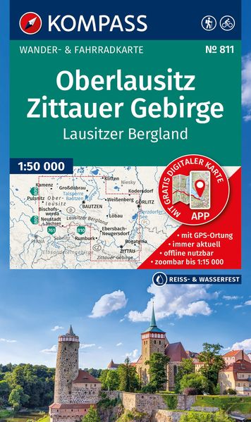 KOMPASS Wanderkarte 811 Oberlausitz Zittauer Gebirge Lausitzer Bergland 1:50.000
