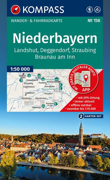 KOMPASS Wanderkarten-Set 158 Niederbayern (2 Karten) 1:50.000