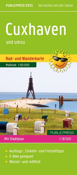 Publicpress Rad- und Wanderkarte Cuxhaven und umzu (mit Stadtplan) 1:60.000
