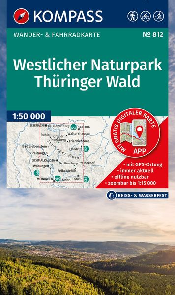 KOMPASS Wanderkarte 812 Westlicher Naturpark Thüringer Wald 1:50.000