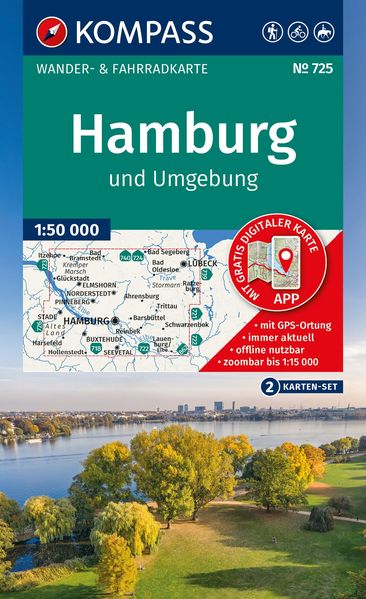 KOMPASS Wanderkarten-Set 725 Hamburg und Umgebung (2 Karten) 1:50.000