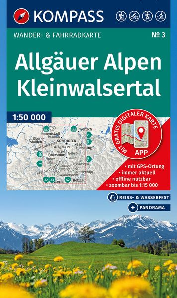 KOMPASS Wanderkarte 3 Allgäuer Alpen Kleinwalsertal 1:50.000