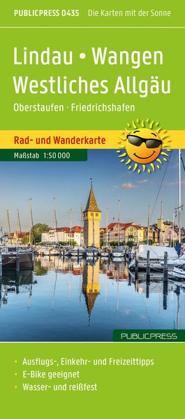 Publicpress Rad- und Wanderkarte Lindau Wangen Westliches Allgäu Oberstaufen Friedrichshafen 1:50.000