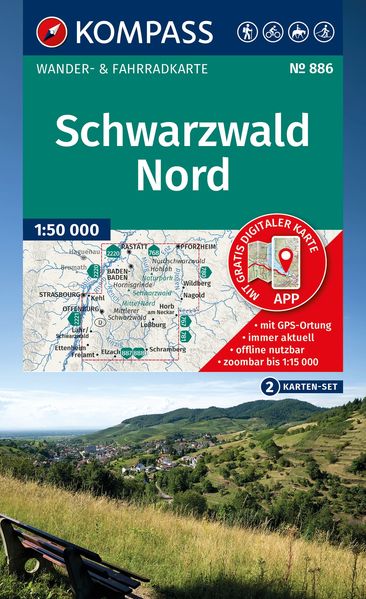 KOMPASS Wanderkarten-Set 886 Schwarzwald Nord (2 Karten) 1:50.000