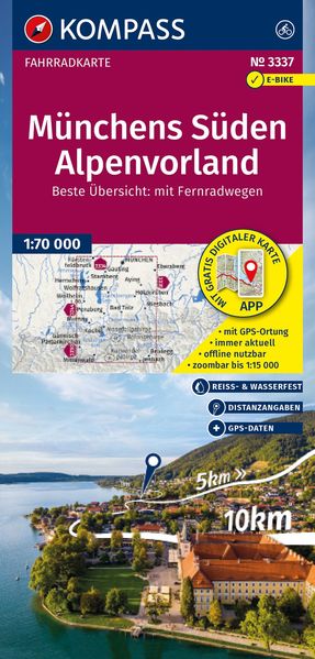 KOMPASS Fahrradkarte 3337 Münchens Süden Alpenvorland 1:70.000