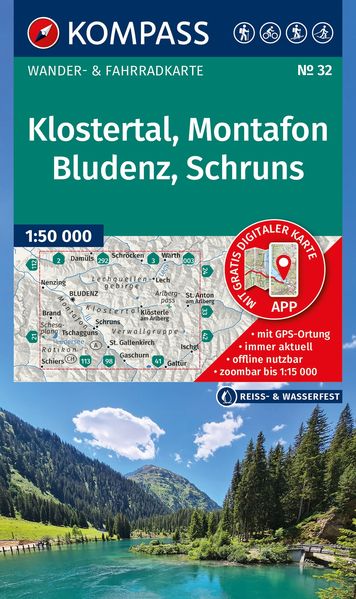 KOMPASS Wanderkarte 32 Klostertal Montafon Bludenz Schruns 1:50.000