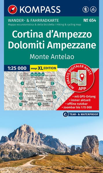 KOMPASS Wanderkarte 654 Cortina d'Ampezzo Dolomiti Ampezzane Monte Antelao 1:25.000