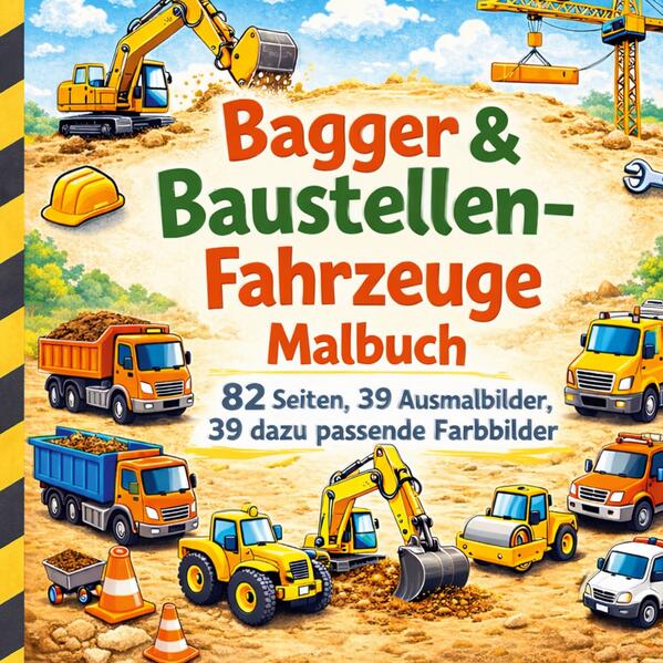 Bagger & Baustellen-Fahrzeug Malbuch