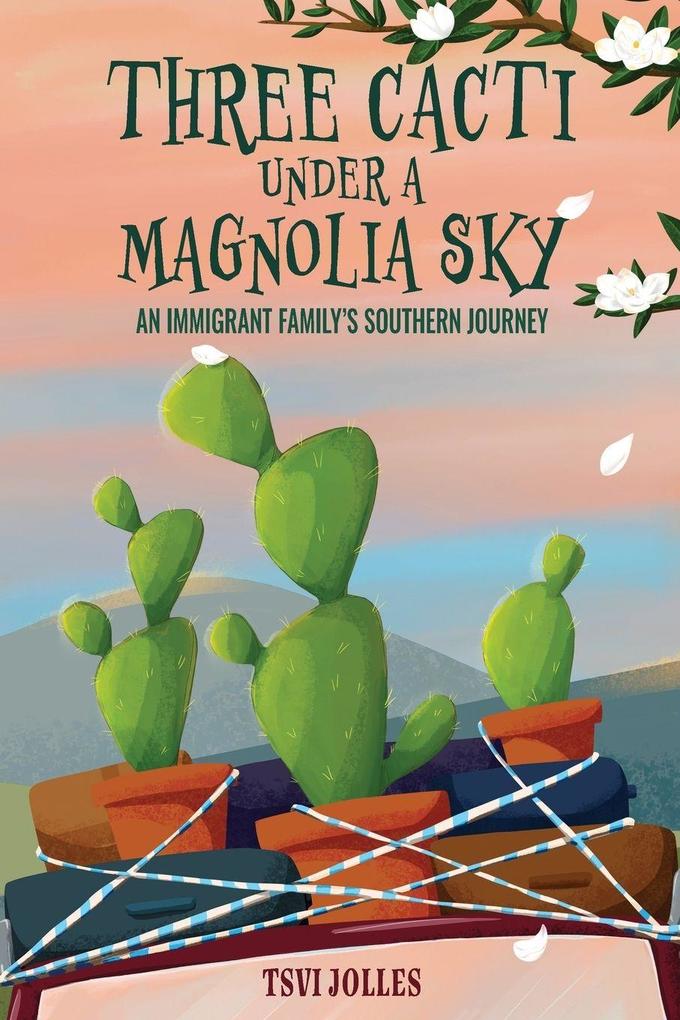 Three Cacti Under a Magnolia Sky