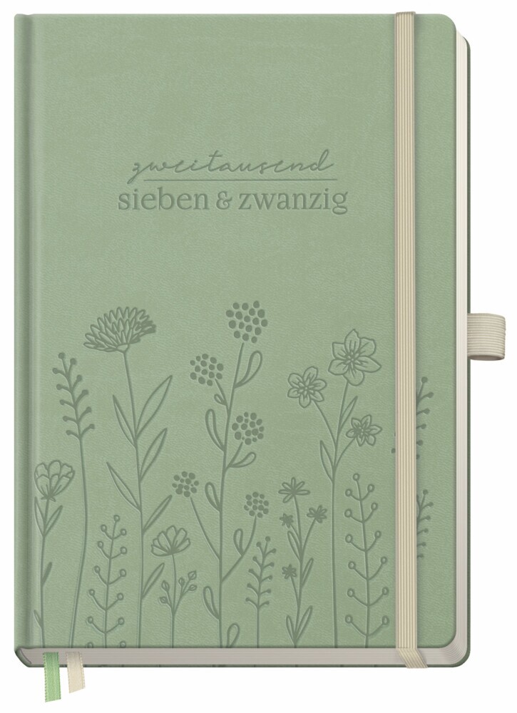 Wochen-Notiz-Timer Classic 26/27 A5 17 Monate [Fine Flowers Salbei]